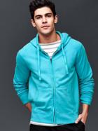 Gap Men Solid Baseball Zip Hoodie - Surf Turquoise