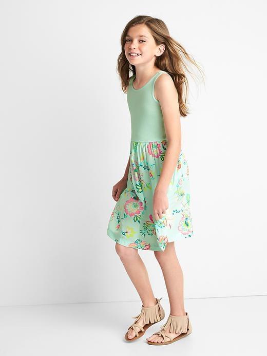 Gap Print Skirt Tank Dress - Aqua Sea 771