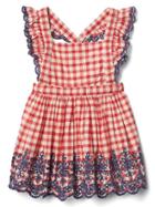 Gap Gingham Eyelet Flutter Dress - Pepper Red