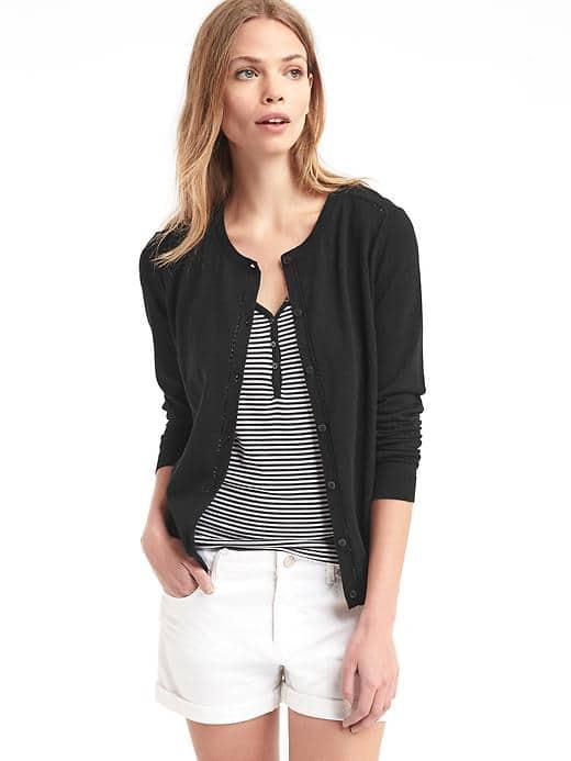 Gap Women Pointelle Trim Cardigan - True Black
