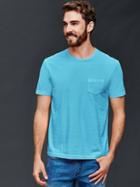 Gap Men Vintage Wash T Shirt - Cyan Blue