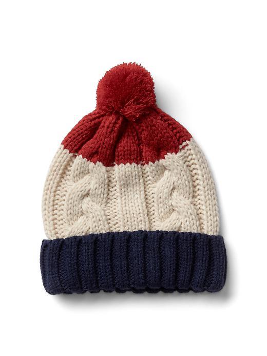 Gap Striped Pom Pom Beanie - Modern Red