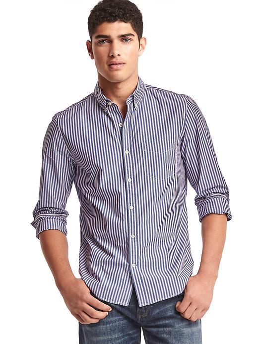 Gap Men True Wash Stripe Slim Fit Shirt - Pinot Noir