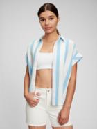 Crinkle Gauze Button-front Shirt