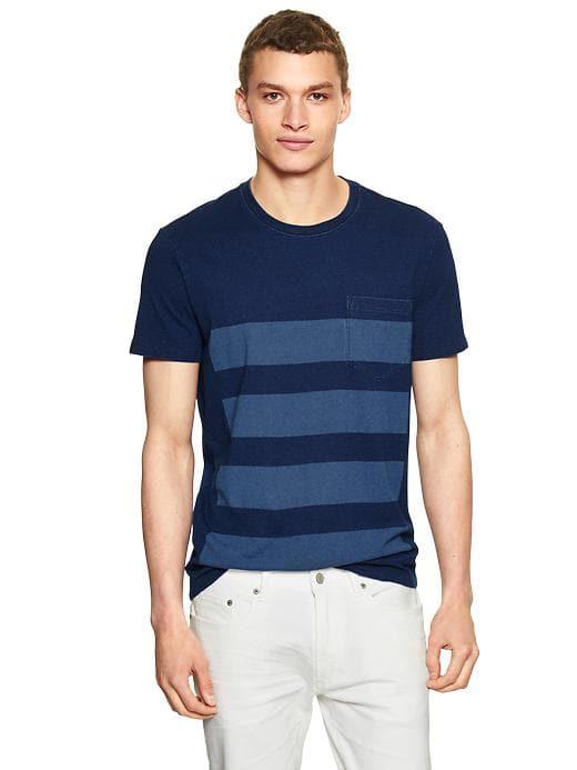Gap Men 1969 Indigo Striped T Shirt - Wide Stripe