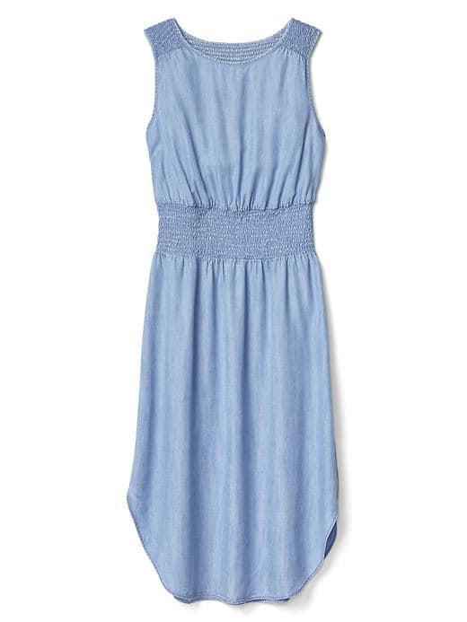 Gap Women Tencel Smocked Midi Dress - Medium Indigo