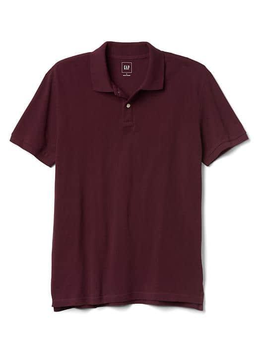 Gap Men Solid Pique Polo - Pinot Noir
