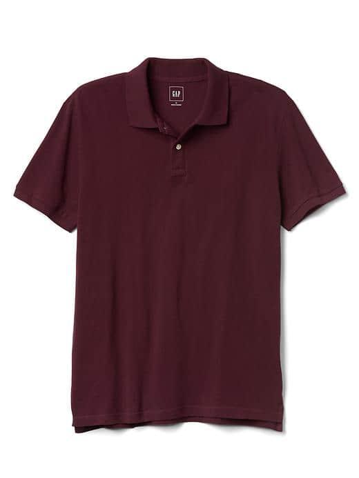 Gap Men Solid Pique Polo - Pinot Noir