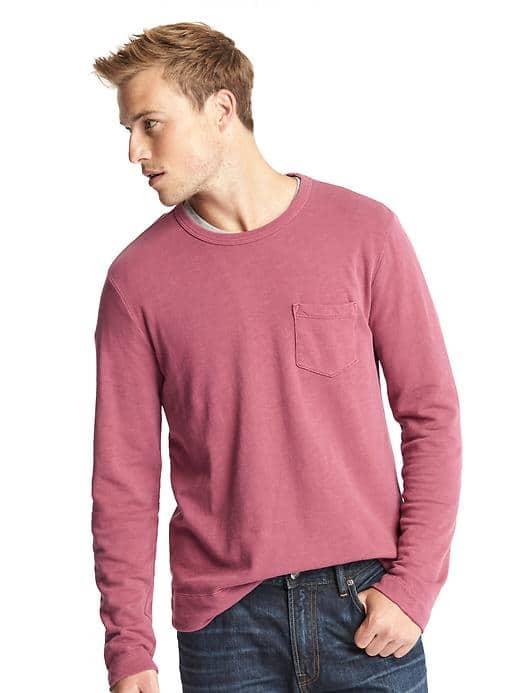 Gap Men Long Sleeve Pocket Tee - Red