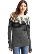 Gap Women Merino Wool Blend Gradient Stripe Sweater - Heather Grey