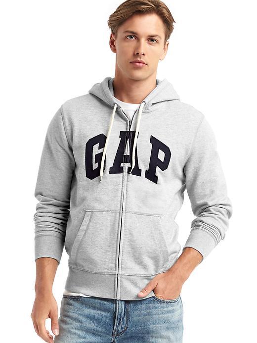 Gap Men Canvas Logo Zip Hoodie - New Heather Grey