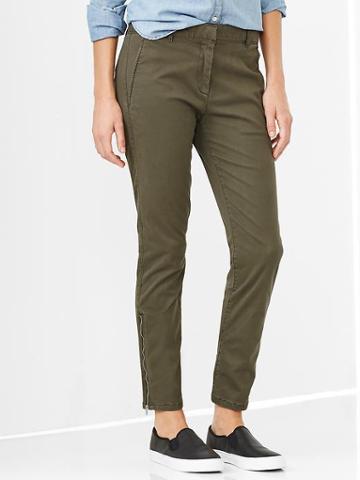 Gap Skinny Mini Zip Khakis - Oil Green