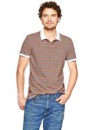 Gap Men Contrast Striped Jersey Polo - Heather Grey