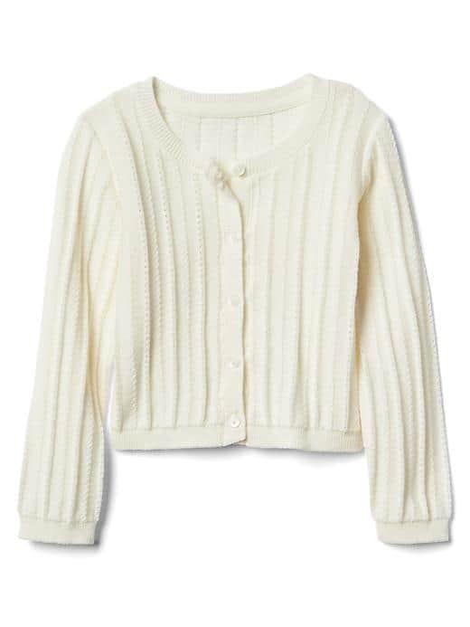 Gap Ribbed Crew Cardigan - Ivory Frost