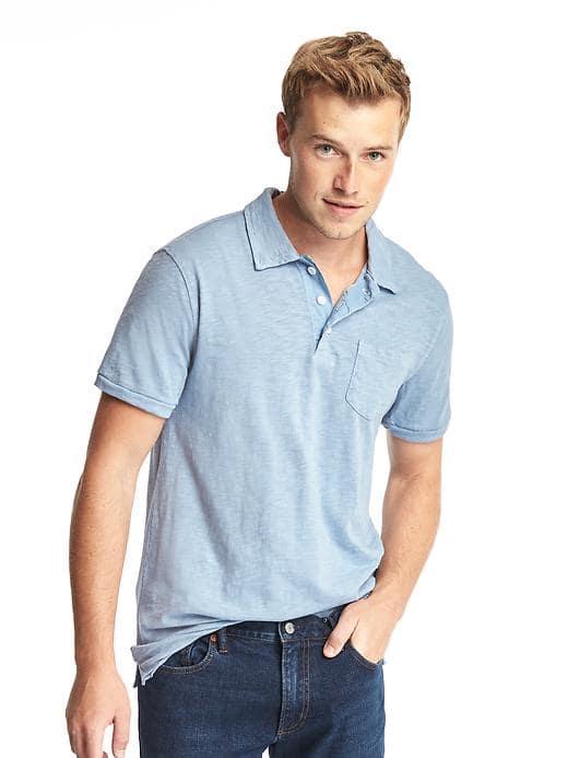Gap Men Slub Jersey Polo - Essential Blue