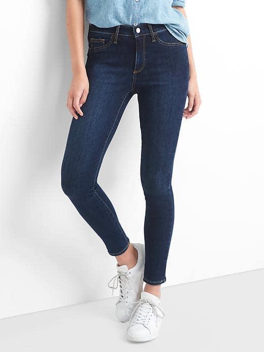 Gap Women Mid Rise Easy Jeggings - Dark Scrape