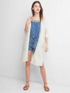 Gap Women Textured Open Front Cardigan - Heather Grey