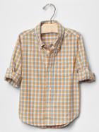 Gap Convertible Plaid Shirt - Orange Sun