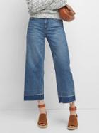 Gap Women High Rise Let Down Hem Wide Leg Jeans - Medium Indigo