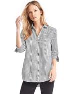 Gap Women Stud Embellished Stripe Boyfriend Shirt - Blue Stripe