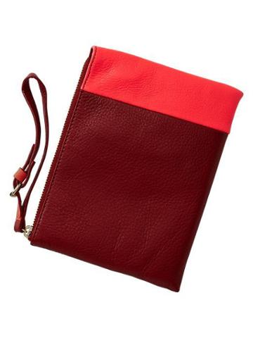 Gap Two Tone Leather Clutch - Cinnabar Red