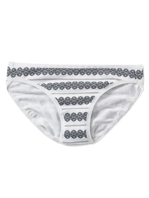 Gap Women Stretch Cotton Low Rise Bikini - Lacey Stripe White