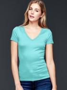 Gap Women Modern V Neck Tee - Fair Aqua