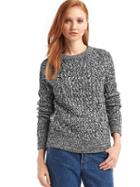 Gap Cable Knit Crewneck Sweater - Black Marled