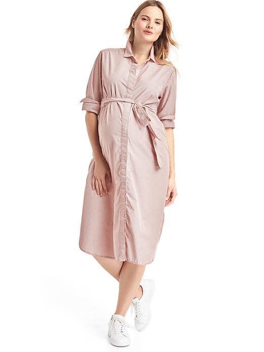 Gap Stripe Long Sleeve Shirtdress - Pink Stripe