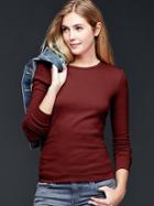 Gap Modern Long Sleeve Crew Tee - Dark Claret