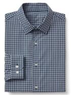 Gap Men Non Iron Slim Fit Shirt - Modern Plaid Alice Blue