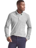 Gap Men Long Sleeve Pique Slim Fit Polo - New Heather Grey