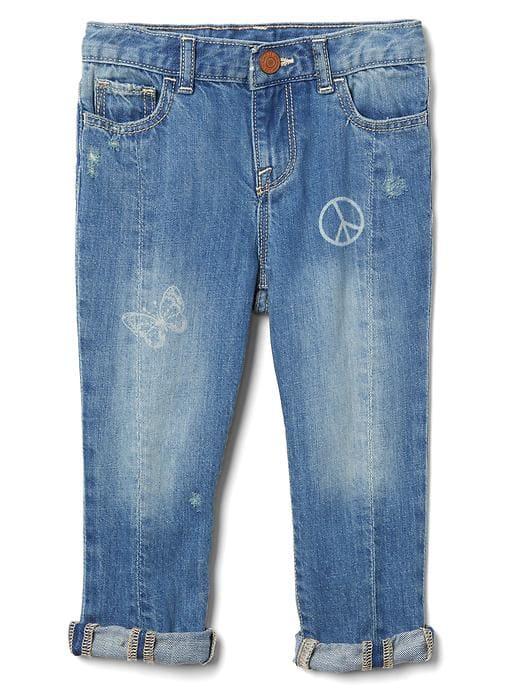 Gap Butterfly Pieced Girlfriend Jeans - Medium Wash