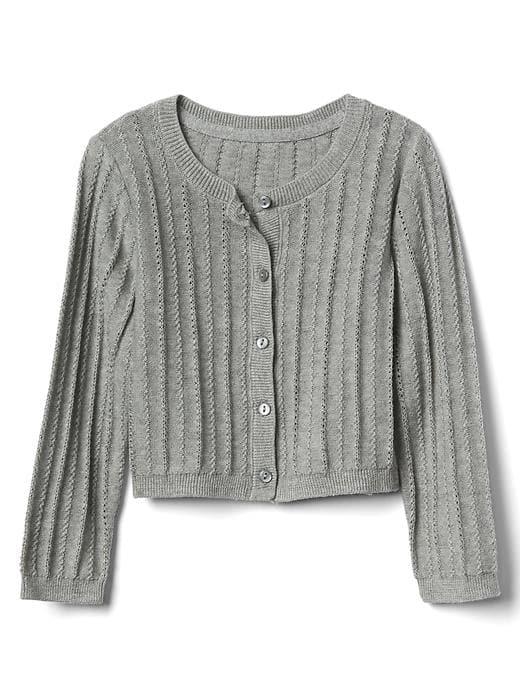 Gap Ribbed Crew Cardigan - Grey Heather