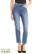 Gap Washwell High Rise Real Straight Jeans - Medium Indigo