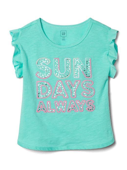 Gap Embellished Graphic Slub Flutter Tee - Aqua Tide