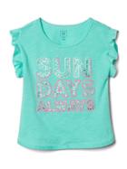 Gap Embellished Graphic Slub Flutter Tee - Aqua Tide