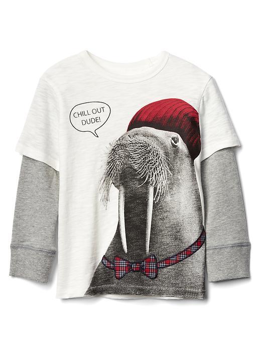 Gap 2 In 1 Polar Graphic Tee - New Off White