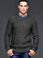 Gap Men Textured Crew Sweater - New Black