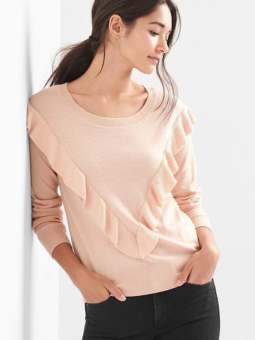 Gap Boatneck Ruffle Pullover - Dull Rose