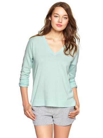 Gap Luxlight V Neck Sweater - Azul