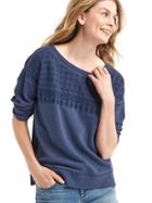 Gap Women Embroidered Yoke Sweatshirt - Comet Blue
