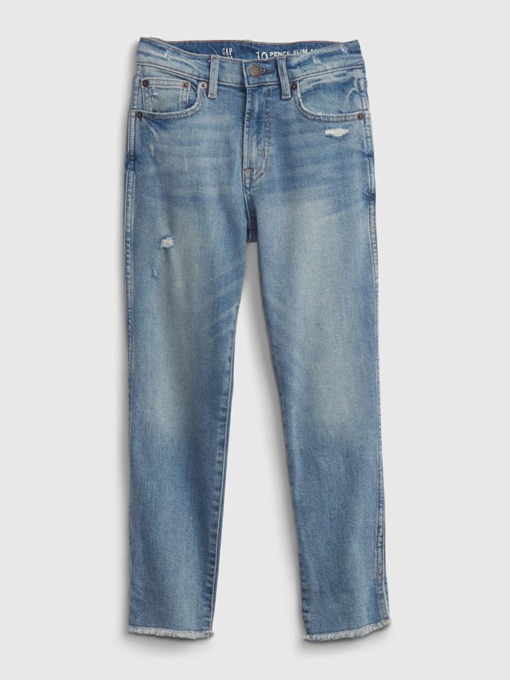 Kids High Rise Pencil Slim Ankle Jeans With Washwell