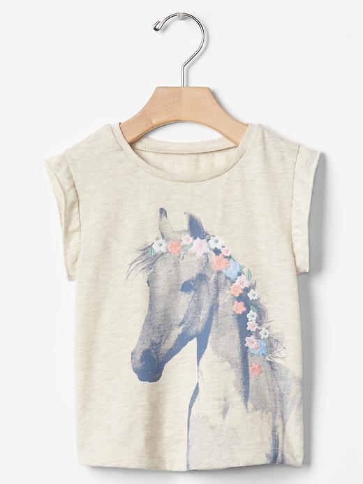 Gap Ruffle Sleeve Graphic Tee - Oatmeal Heather