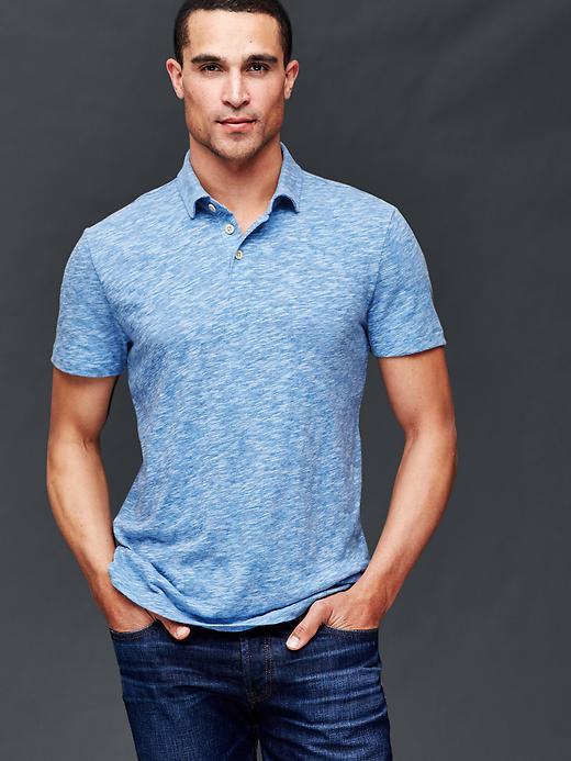 Gap Men Heathered Polo - Blue Streak