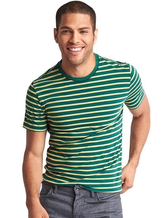 Gap Men Vintage Wash Small Stripe Tee - Green Stripe