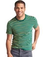 Gap Men Vintage Wash Small Stripe Tee - Green Stripe