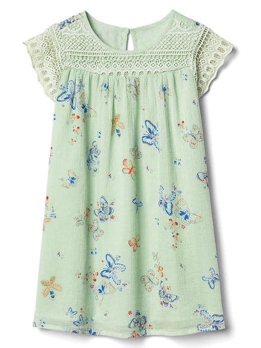 Gap Women Butterfly Lace Yoke Dress - Green Butterfly
