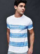 Gap Men Vintage Wash Painterly Stripe T Shirt - Blue Stripe