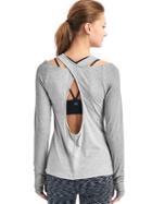 Gap Women Gapfit Breathe Keyhole Back Long Sleeve Tee - Lt Heather Grey